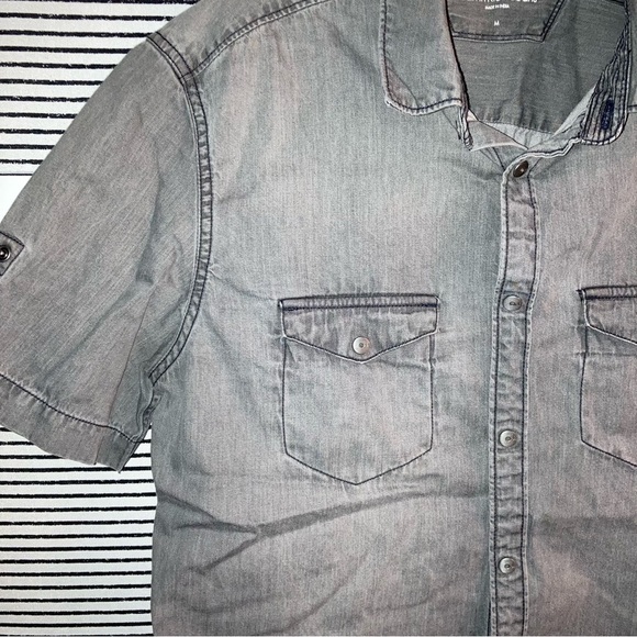 Calvin Klein Jeans Men Medium Button Short Sleeve Shirt in Black Rinse | Y2K - Picture 3 of 12